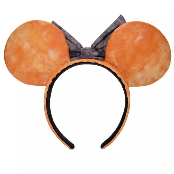 DISNEY PARKS NWT MINNIE MOUSE EARS HEADBAND HALLOWEEN ORANGE BLACK - Picture 2 of 6